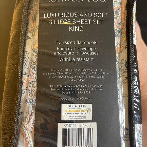 NIP! London Fog 6 piece King Sheet Set - Paisley Pattern - Picture 2 of 3